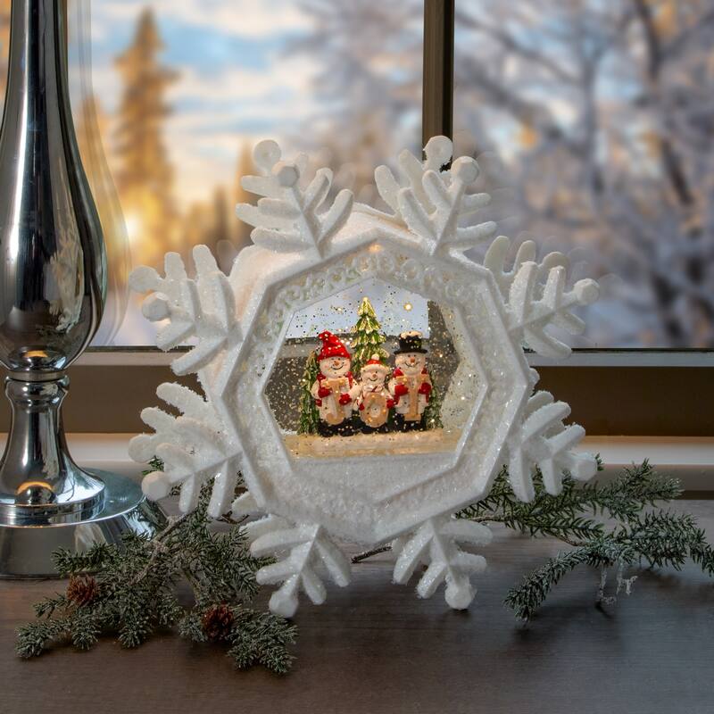 9.5"Led Battery Operated Timer Usb Snowflake Water Globe