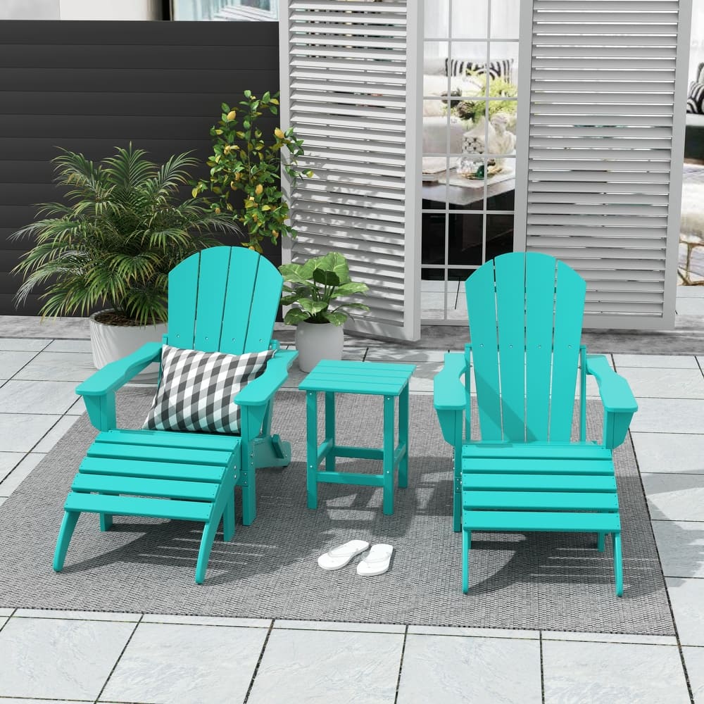 Laguna Hdpe All Weather Outdoor Patio Foldable Adirondack Chairs Conversation Set (5-Piece Set)