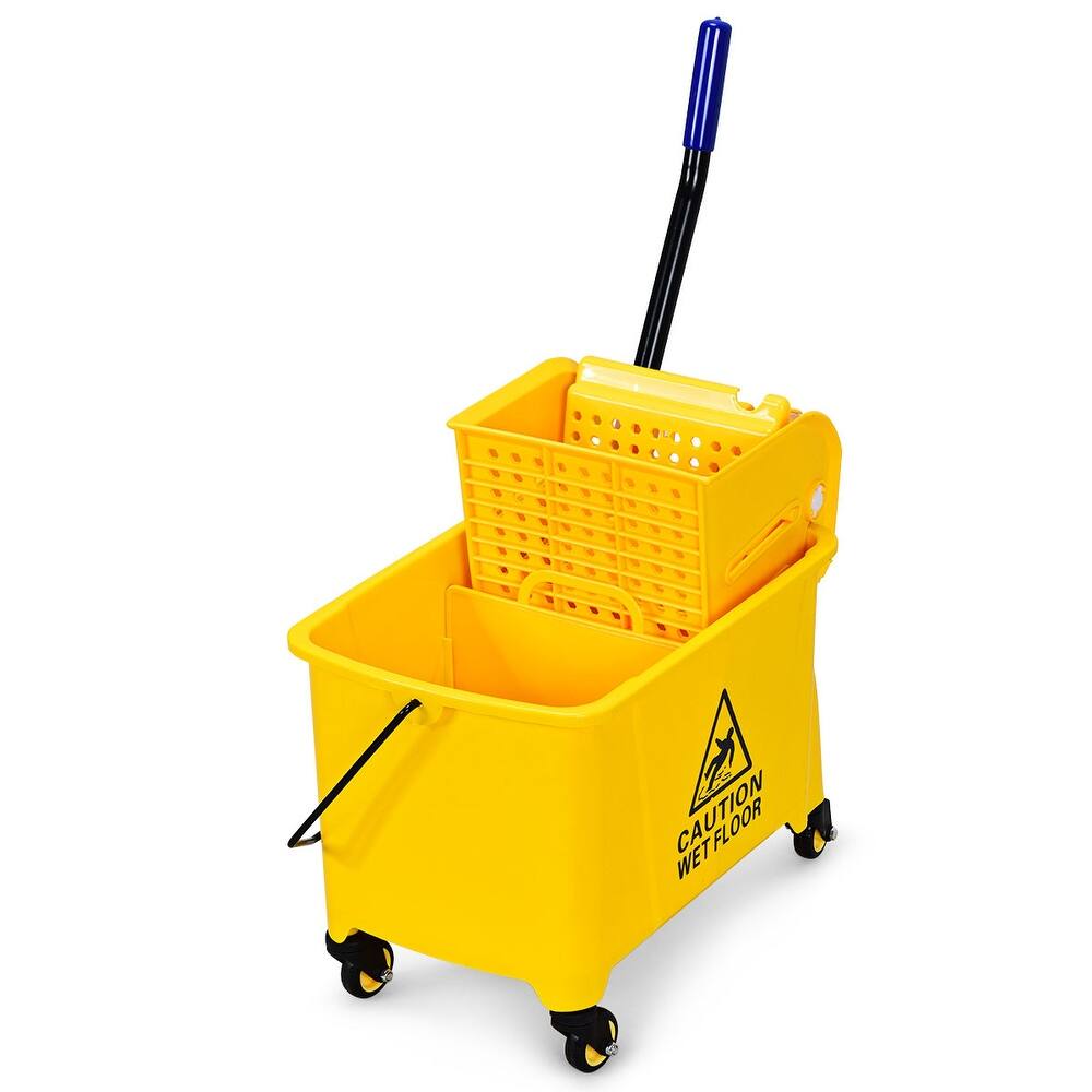 Costway Commercial Mop Bucket Side Press Wringer on Wheels 21 Quart