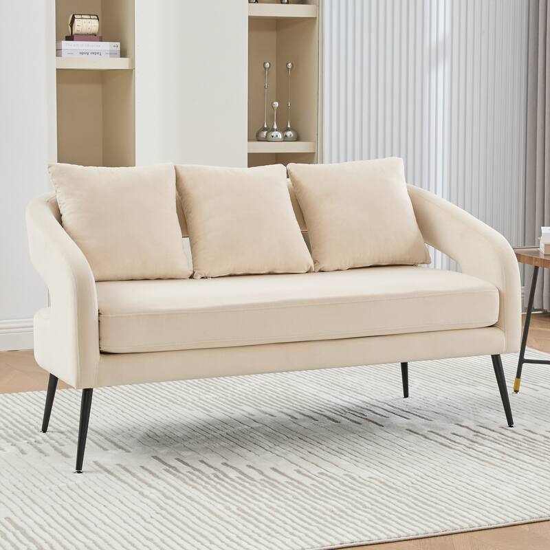 53.7" W Loveseat Sofa with 2 Accent Chair,3-Piece Living Room Furniture Sets with Pillows and Metal Legs