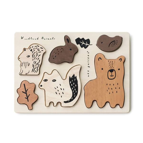 slide 2 of 5, Wee Gallery Wooden Tray Puzzle - Woodland Animals