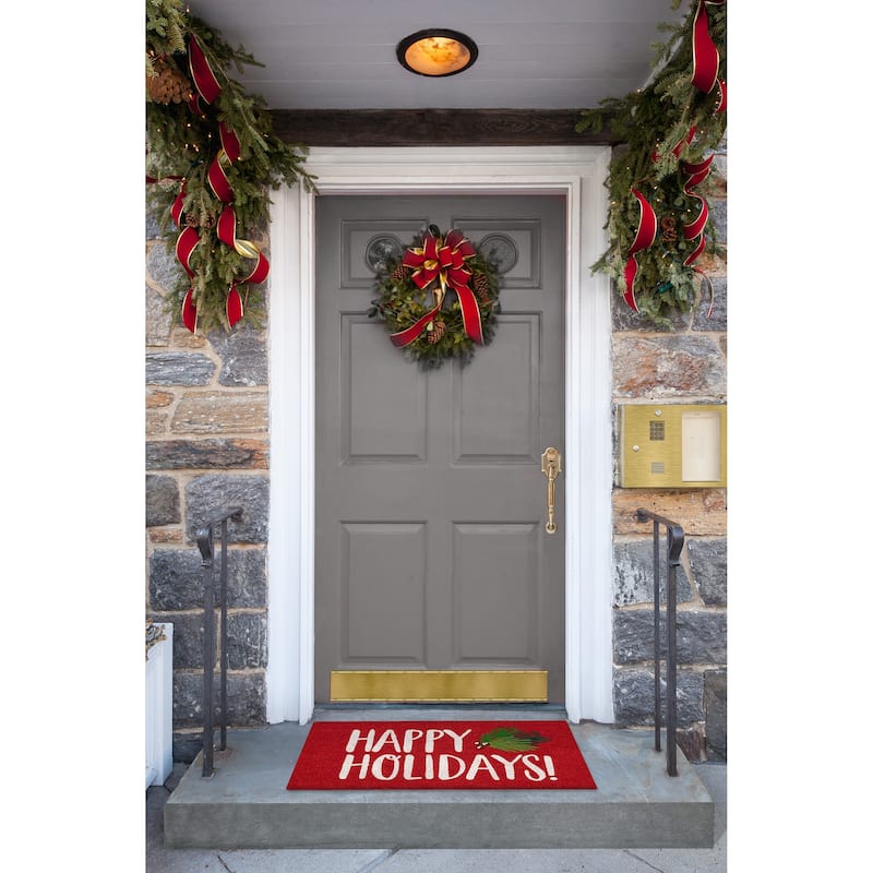 Liora Manne Natura Happy Holidays Holly Outdoor Mat