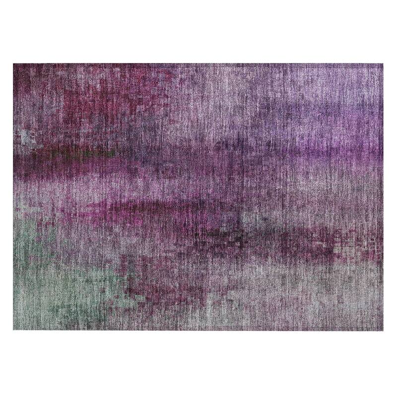 Machine Washable Indoor/ Outdoor Abstract Ombre Chantille Rug