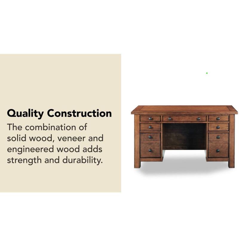 Tahoe Aged Maple 54" W Executive Pedestal Desk by Homestyles