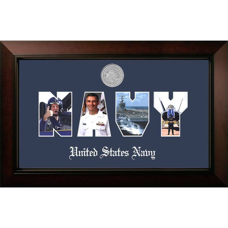 Patriot Frames Navy Collage Photo Legacy Frame with Silver Medallion