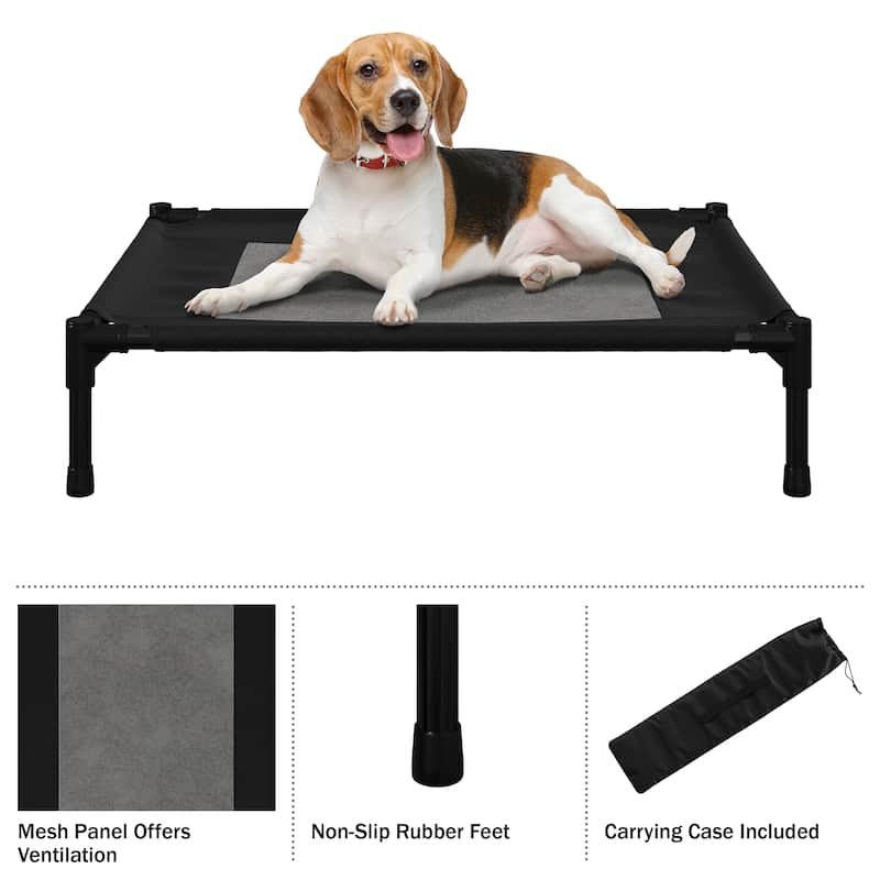 Petmaker Steel Frame Elevated Dog Bed with Non-Slip Feet - Indoor/Outdoor Puppy Cot for Pets