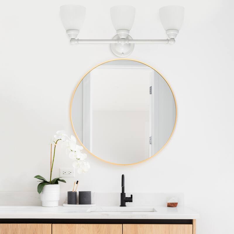 3-Light Vanity Light - Metal & Glass Shade Uplight Downlight - Bathroom, Hallway, Entryway Fixture - 9.5