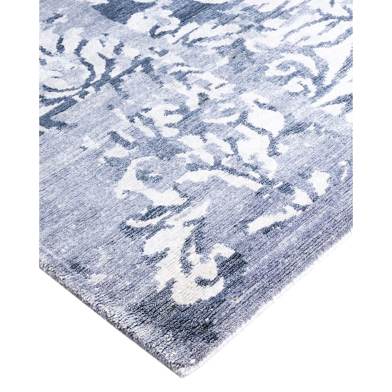 Modern One-of-a-Kind Hand-Knotted Area Rug, Blue - 9' 2" x 12' 3"