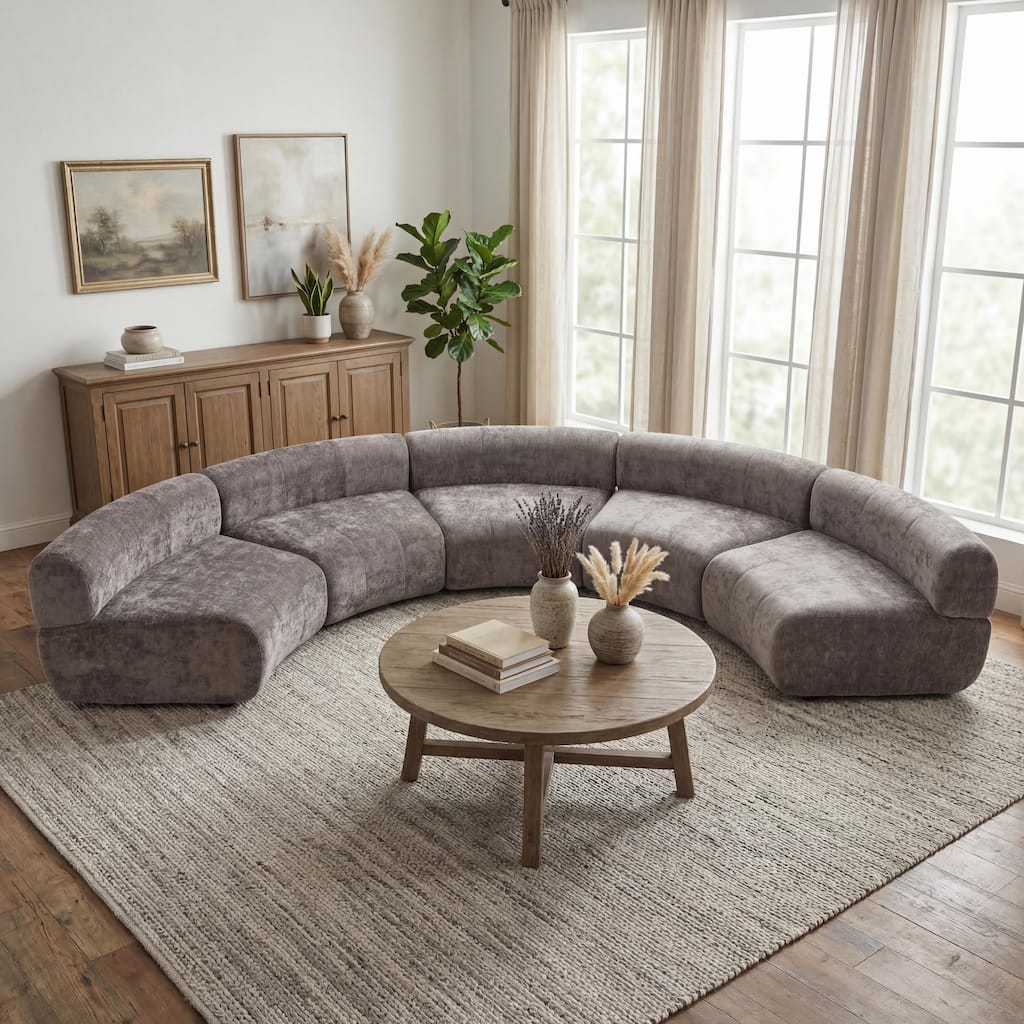 Christopher Knight Home - Modular Compressed Foam Curved 5-Seater Sectional Sofa, No Assembly Required