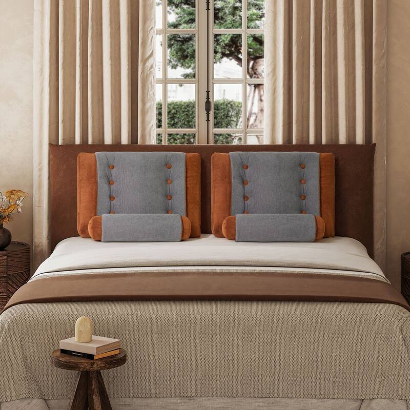 WOWMAX Button Tufted Couch Pillows, Elevated Wedge Headboard Pillow，Backrest Reading Pillow For Daybed