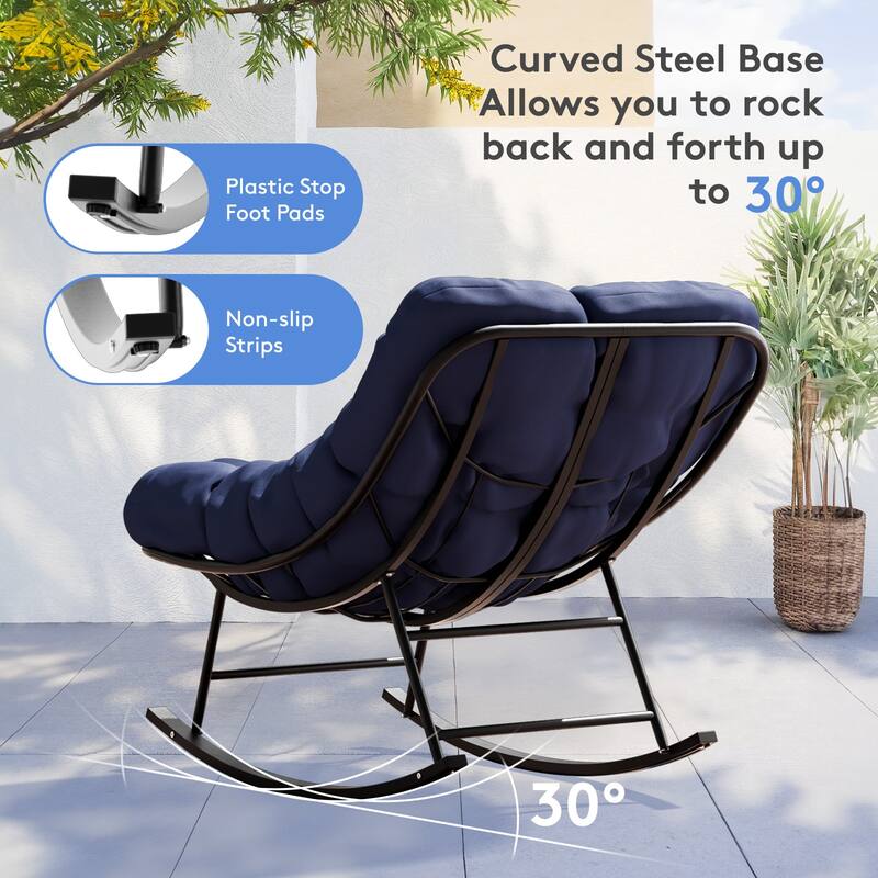 Metal Frame Chair and Footrest Set with Detachable Cushions – Outdoor Comfort and Durability