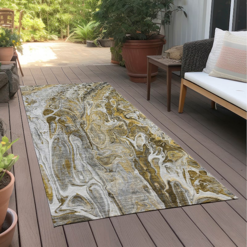 Machine Washable Indoor/ Outdoor Chantille Abstract Modern Rug