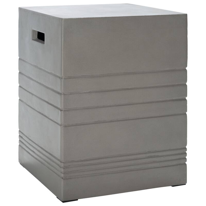 SAFAVIEH Outdoor Franziska Concrete Accent Stool - 13.78" W x 13.78" L x 18.11" H - 14Wx14Dx18H