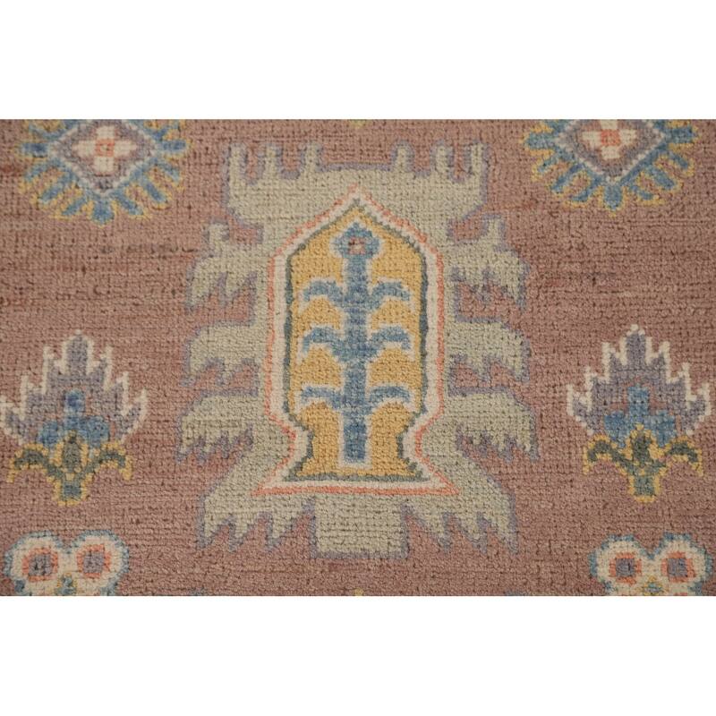 Geometric Brown Kazak Runner Rug Handmade Wool Carpet - 2'10" x 8'4"
