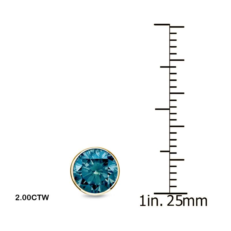 Auriya 14k Yellow Gold 1/4 to 2ctw Blue Diamond Stud Earrings Bezel-set (I1-I2) - 2.50ctw