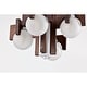 preview thumbnail 10 of 10, 12" Tripner White Finish and Stained Wood Pendant Ceiling Lamp with Opaque Globes