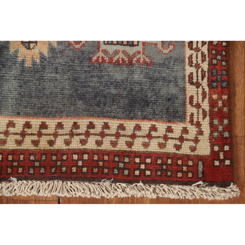 Tribal Ardebil Persian Vintage Runner Rug Handmade Wool Carpet - 2'5" x 9'6"