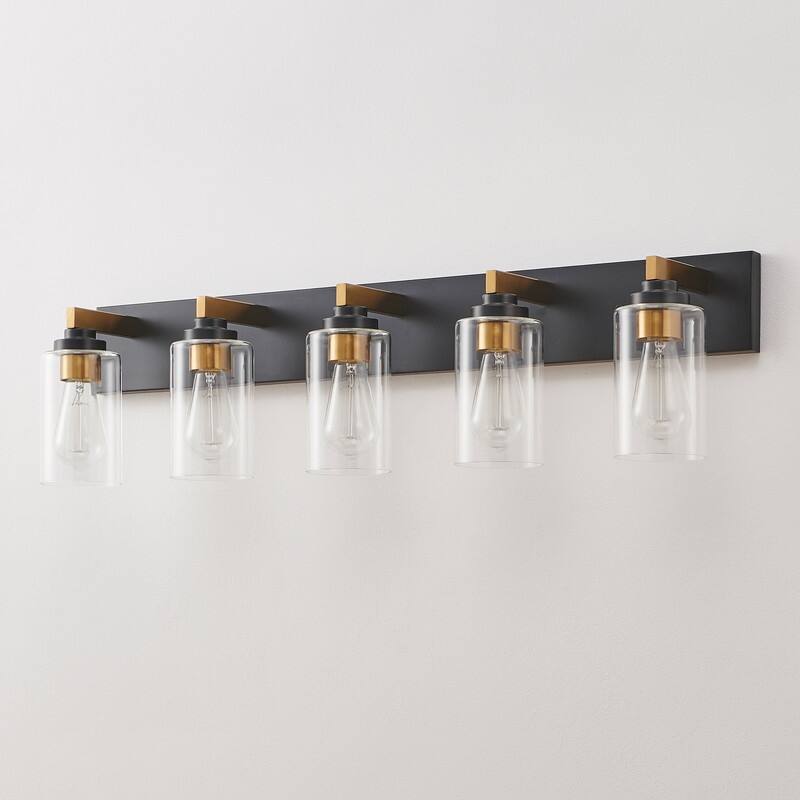 KAWOTI 5-Light Bathroom Vanity Light with Clear Glass Shade