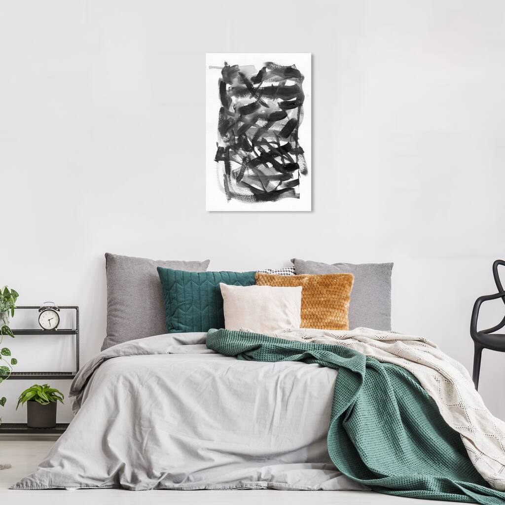 Wynwood Studio Abstract Guess Black and Modern & Contemporary Wall Art Canvas Print
