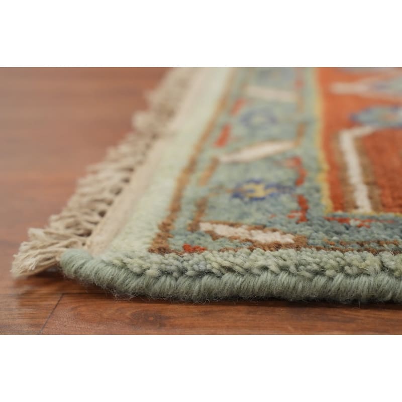 Hand Knotted Oriental 100% Wool Carpet Traditional Medallion Green Heriz (serapi) Area Rug - 11' 11'' X 8' 11''
