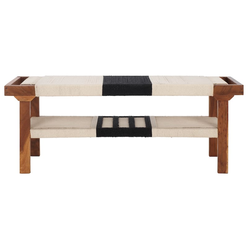SAFAVIEH Home Munich Bench With Shelf - 48"W x 16"D x 18"H