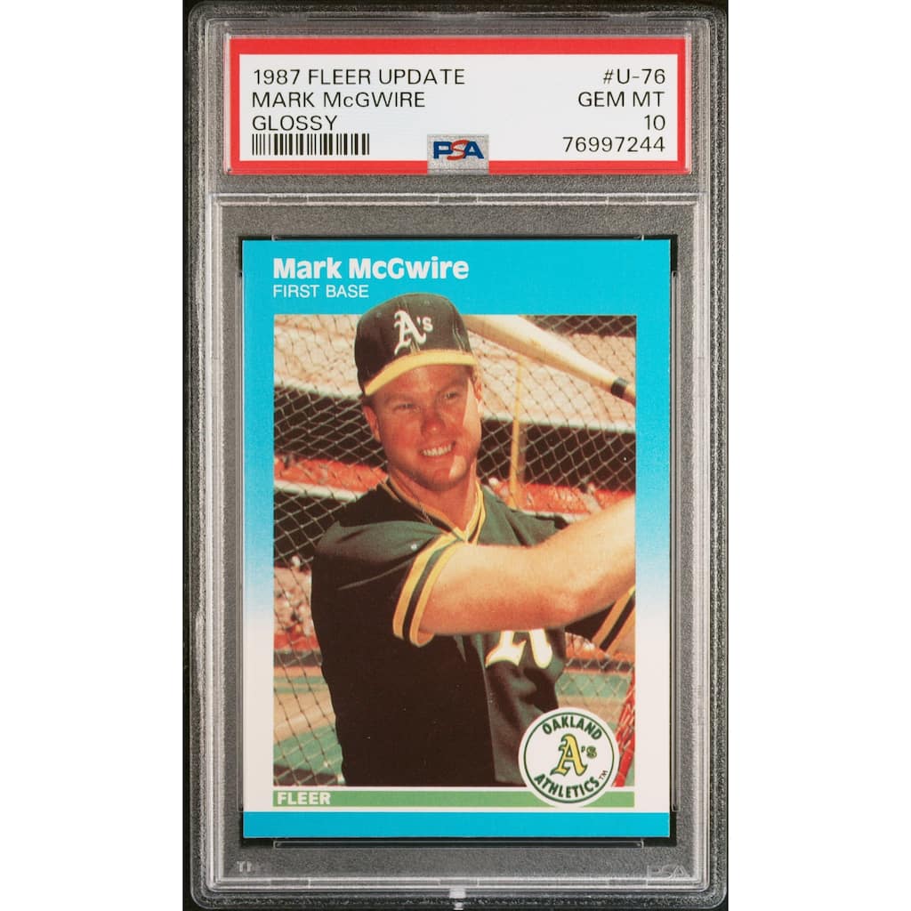 Mark McGwire 1987 Fleer Update Glossy Baseball Rookie Card #U-76 Graded PSA 10 - Black - 8'6" x 11'6" - Overstock - 40993841 Mark McGwire 1987 Fleer Update Glossy Baseball Rookie Card #U-76 Graded PSA 10 - Black - 8'6" x 11'6" - Overstock - 40993841