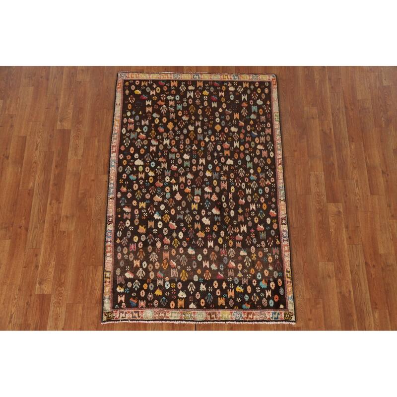 Vegetable Dye Sirjan Persian Vintage Area Rug Hand-Knotted Wool Carpet - 3'4"x 5'2"
