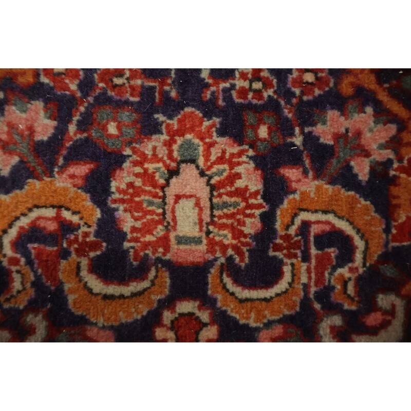 Hand Knotted Oriental 100% Wool Carpet Traditional All-Over Navy Blue & Blues Bidjar Area Rug - 10' 5'' X 7' 4''