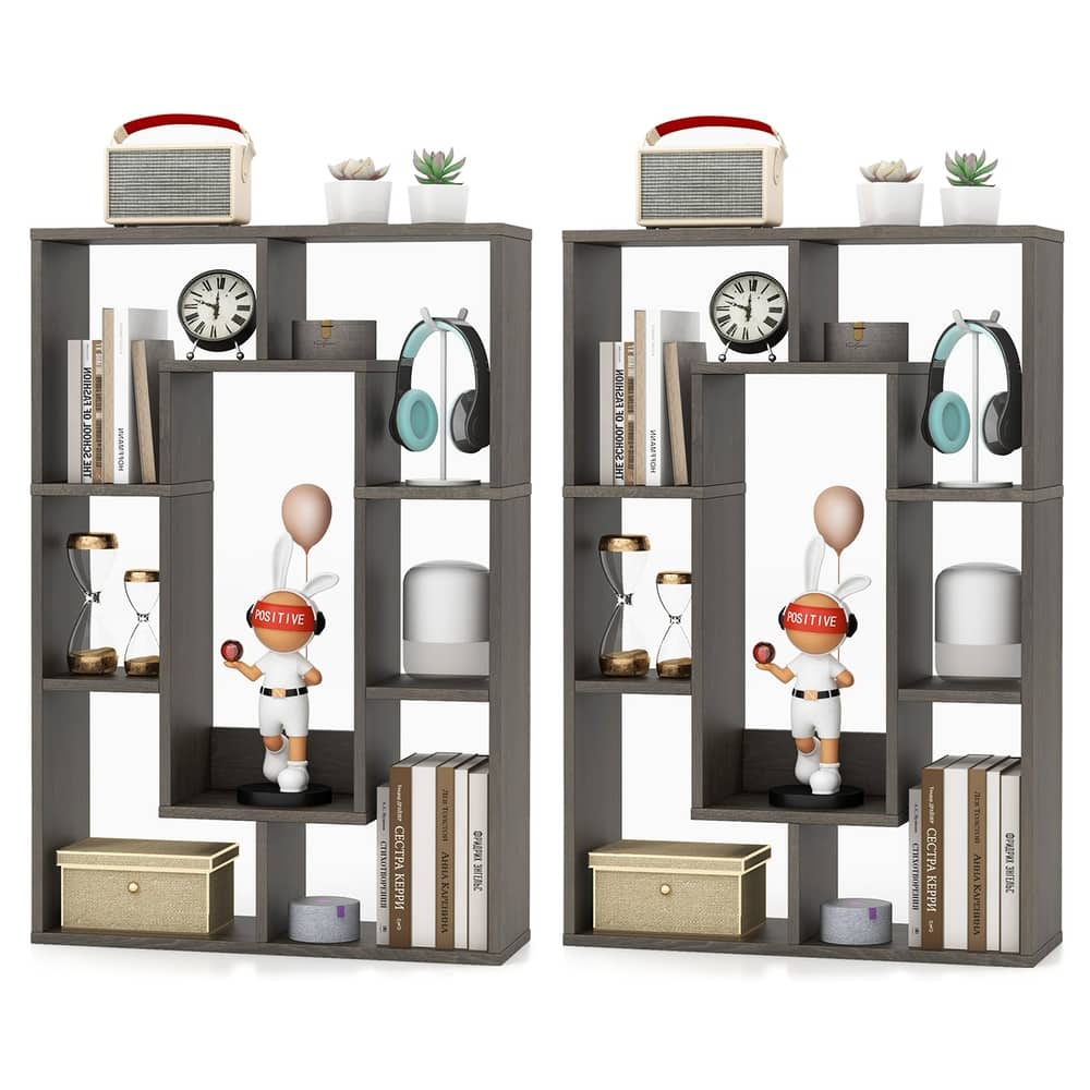 Costway 2 PCS 7-Cube Geometric Bookshelf with Anti-Toppling Device - See Details