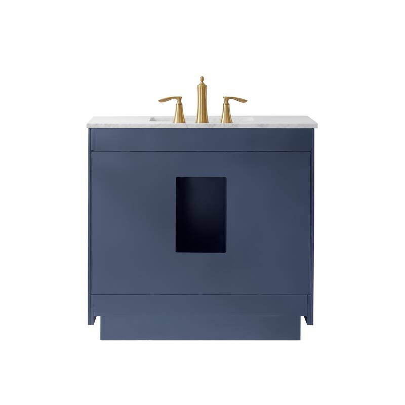 Altair Ivy Single Bathroom Vanity Set and Carrara White Countertop with Mirror