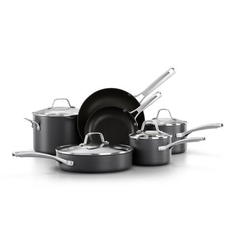 Calphalon 10-Piece Nonstick Kitchen Cookware Set with Stay-Cool Handles, Gray - 19.6