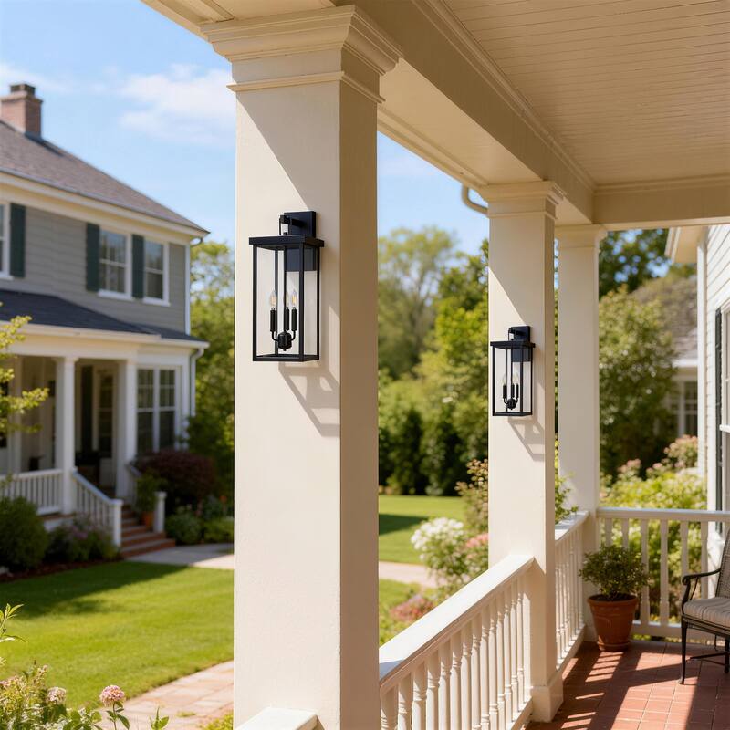 2 Pack Clear Glass Outdoor Lighting Wall Sconce