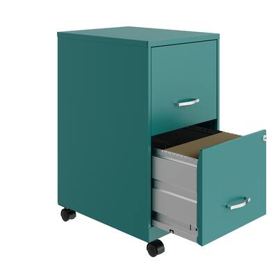 Space Solutions 18" 2 Drawer Mobile Smart Vertical File Cabinet, Teal