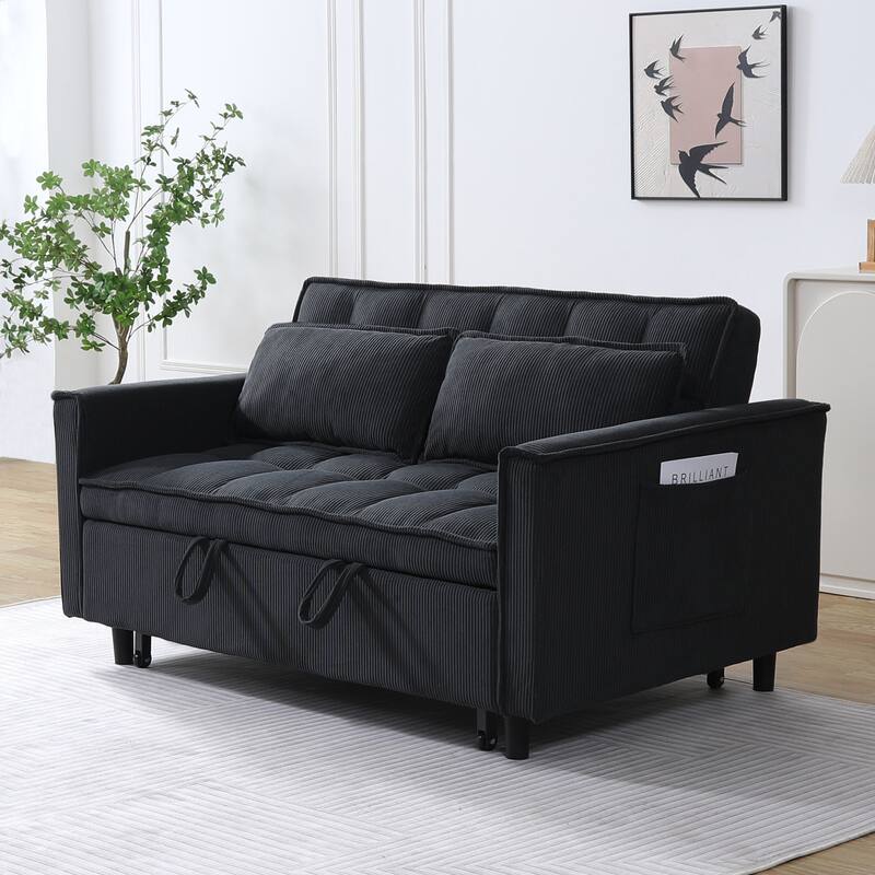 55" 3-in-1 Double Pull-Out Sofa Bed for Living Room