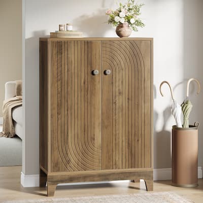 Shoe Cabinet with Doors and Adjustable Shelf