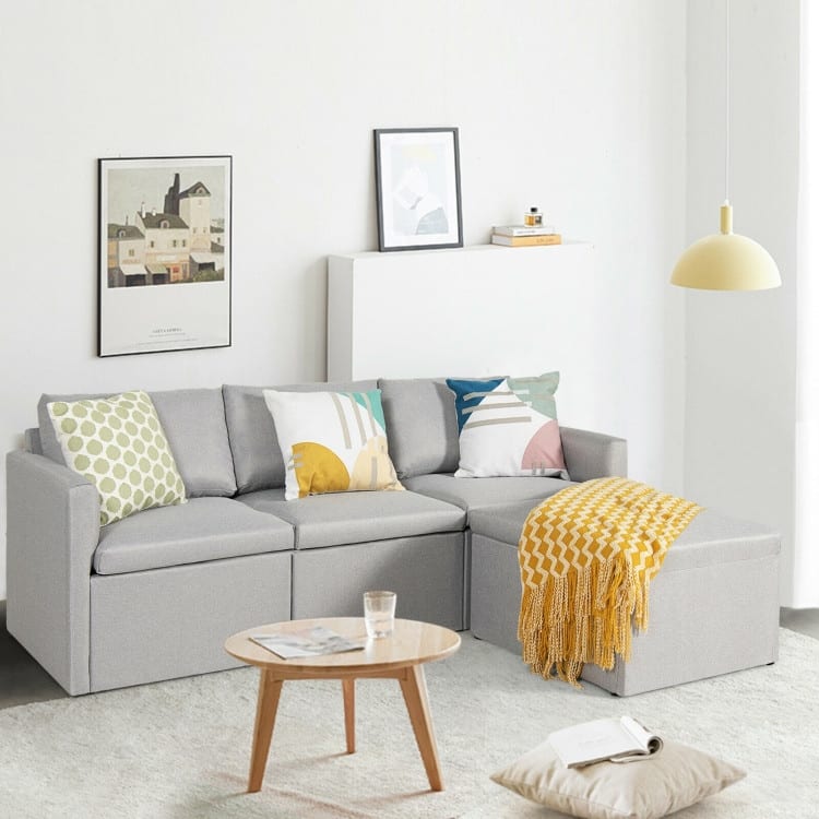 Convertible L-Shaped Sectional Sofa Couch with Reversible Chaise - 75.5" x 58.5" x 31.5" (W x D x H)