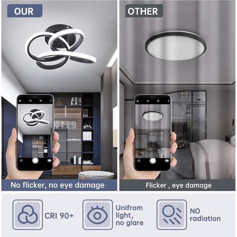 Led ceiling light black bedroom light aluminum balcony light