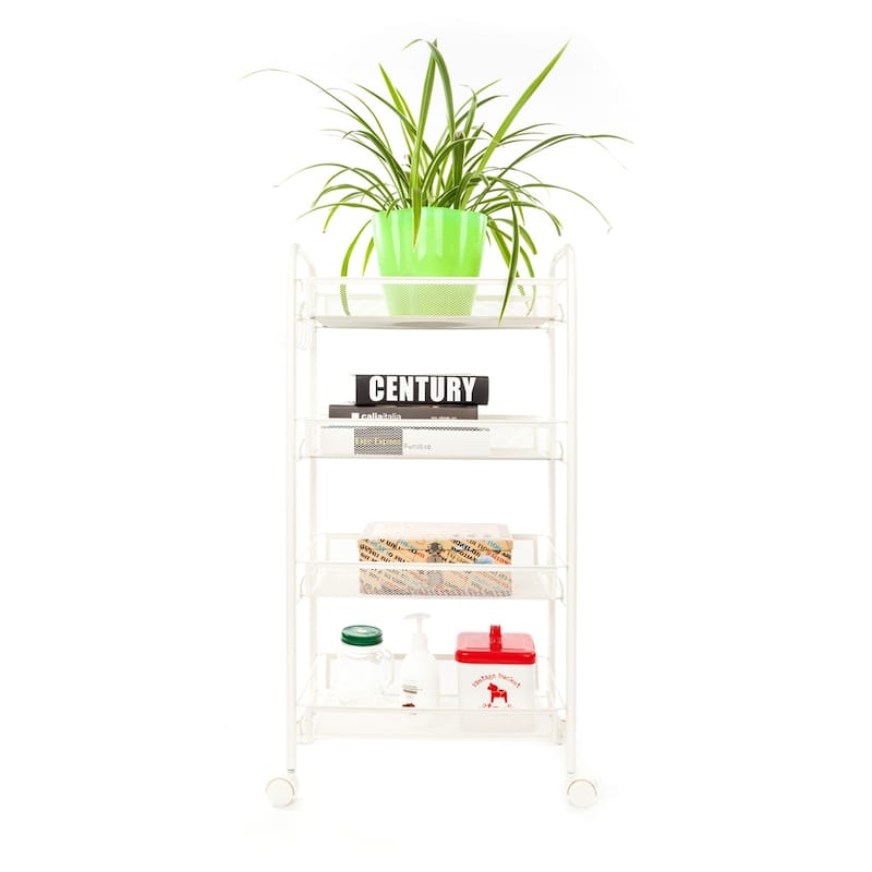 4-Tier Steel Storage Shelving Cart with Wheels