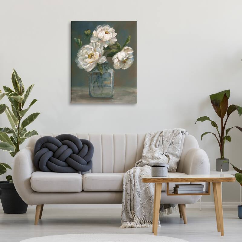 Stupell Traditional White Flower Trio Canvas Wall Art Design By Nan
