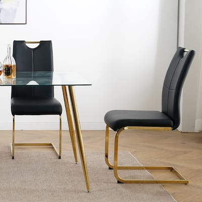Set of 2 Dining Chairs with Faux Leather Padded Seat