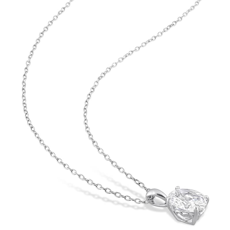Miadora 8 4/5ct TGW Oval Created White Sapphire 2-Piece Set of Necklace and Earrings Sterling Silver