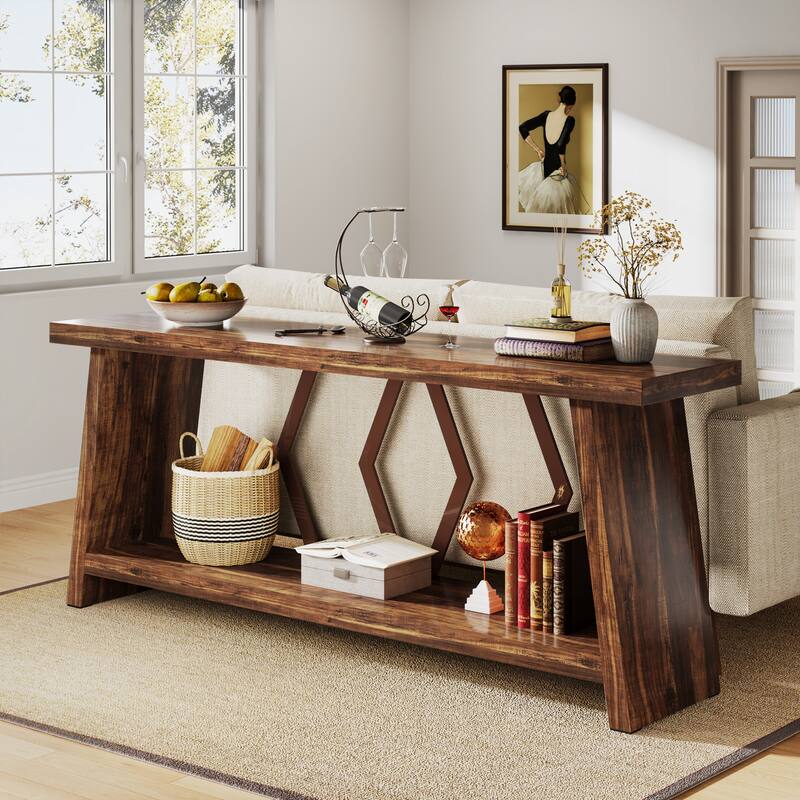 70.86-Inch Console Table, Wood Entryway Table with Storage, Couch Side Foyer Hallway Accent Table for Living Room, Entrance