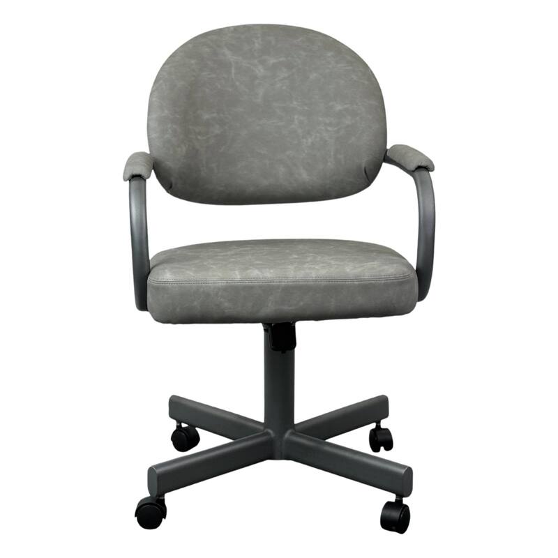Tempo Furniture Dayton Caster Swivel & Tilt Dining Chair w/ Arms Armchair Flintrock Gray Powder Coat Finish & Gray Polyurethane
