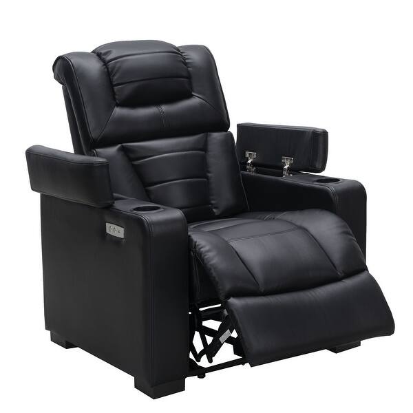 abbyson galaxy faux leather power theater recliner overstock 31288883