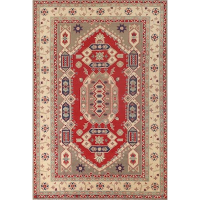 Red Kazak Oriental Area Rug Handmade Wool Carpet - 6'7" x 9'10"