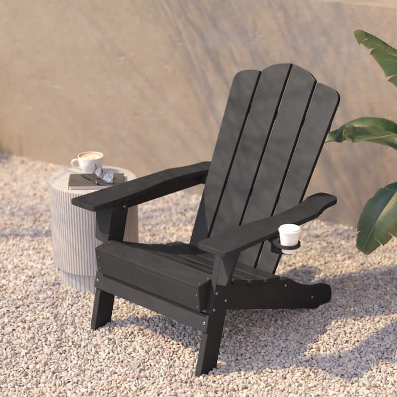 Commercial Grade All-Weather Adirondack Chair with Swiveling Cupholder