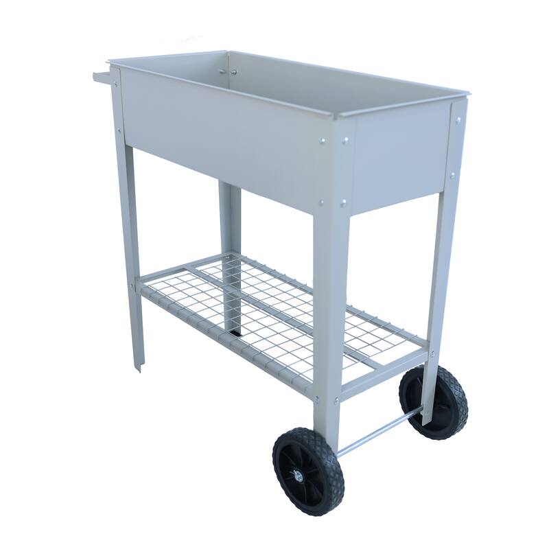 Elevated Rolling Planter - 33" Long Garden Bed, Ergonomic Design, Food-Grade Coating, for Patios, Balconies & Backyard Gardening