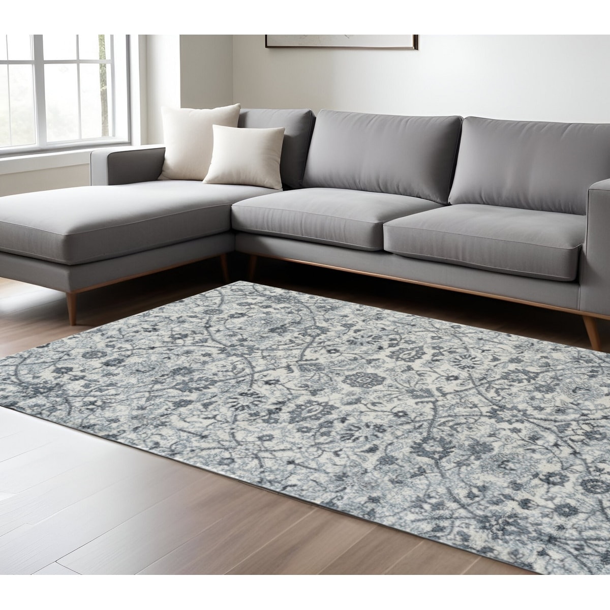 HomeRoots Floral Transitional Rectangle Area Rug