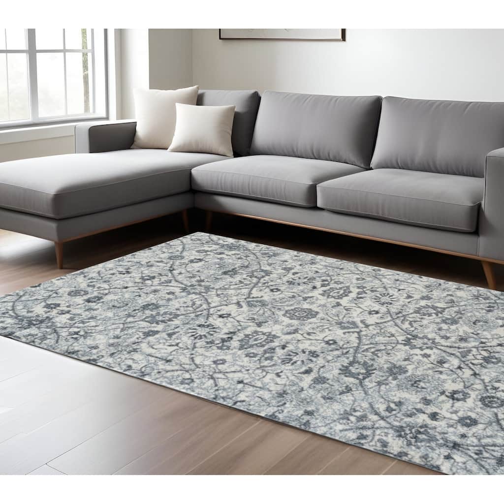 HomeRoots Floral Transitional Rectangle Area Rug