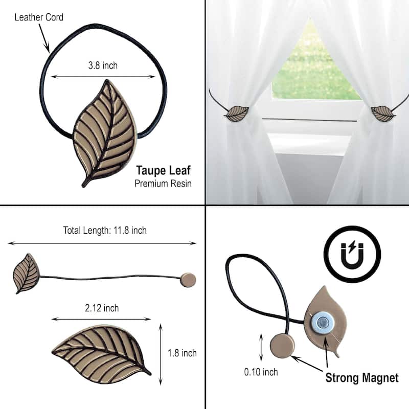 Magnetic Curtain Tieback - Stylish Leaf Design in Resin